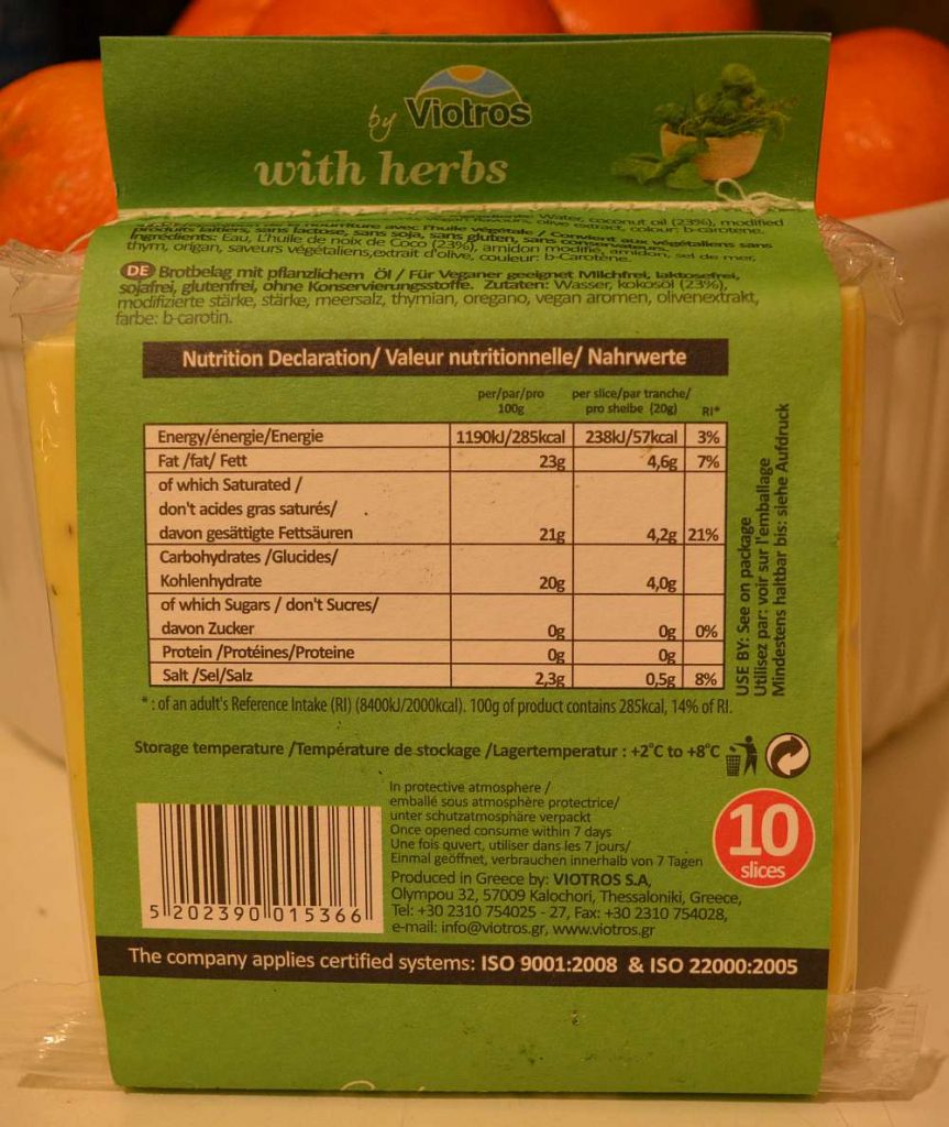 Rückseite der Packung